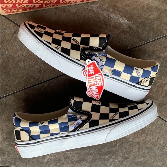 •VANS CLASSIC SLIP-ON BIG CHECK Black/Navy Men’s - Picture 2 of 16